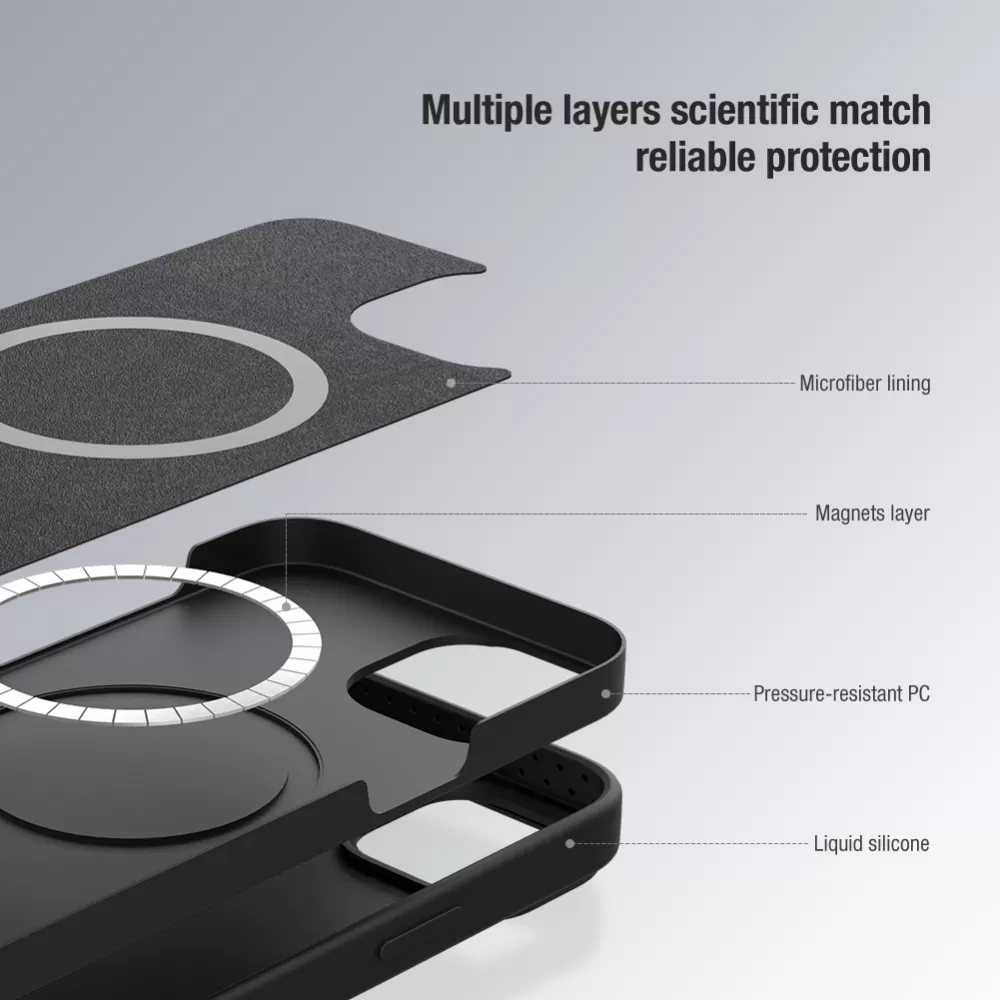 Apple iPhone 15 Pro case black NILLKIN CAMSHIELD SILKY MAGNETIC SILICON