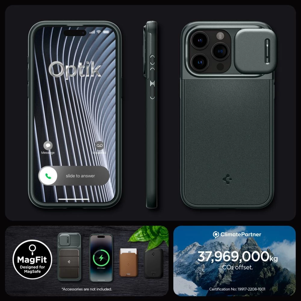 Apple iPhone 15 Pro case green SPIGEN OPTIK ARMOR MAG MAGSAFE