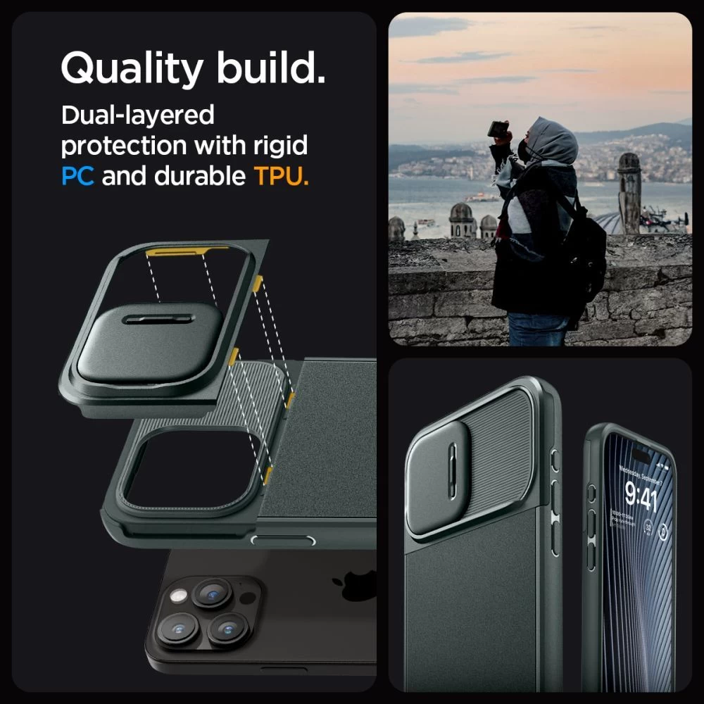 Apple iPhone 15 Pro case green SPIGEN OPTIK ARMOR MAG MAGSAFE