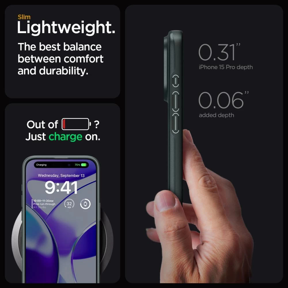 Apple iPhone 15 Pro suojakuori vihreä SPIGEN THIN FIT