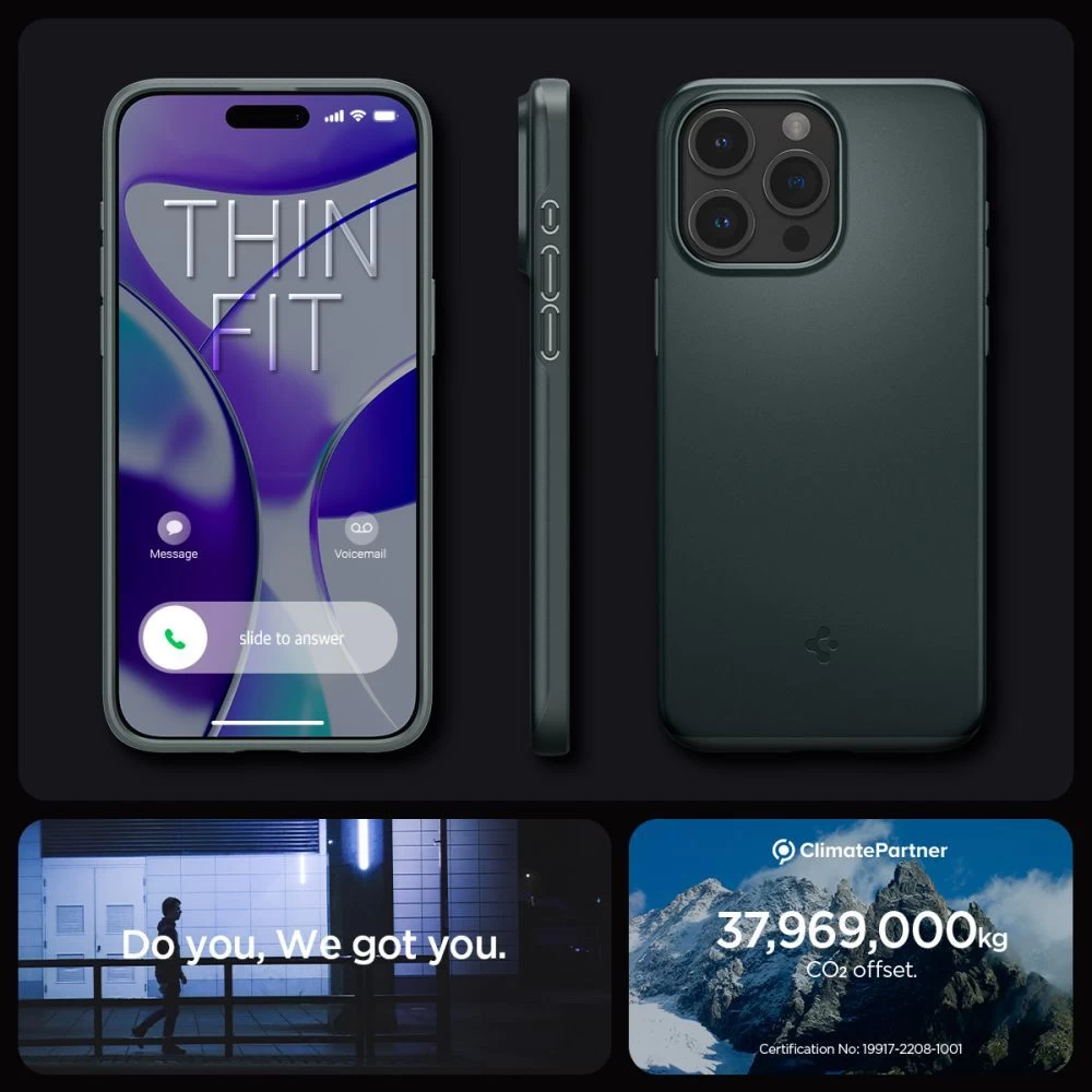 Apple iPhone 15 Pro suojakuori vihreä SPIGEN THIN FIT