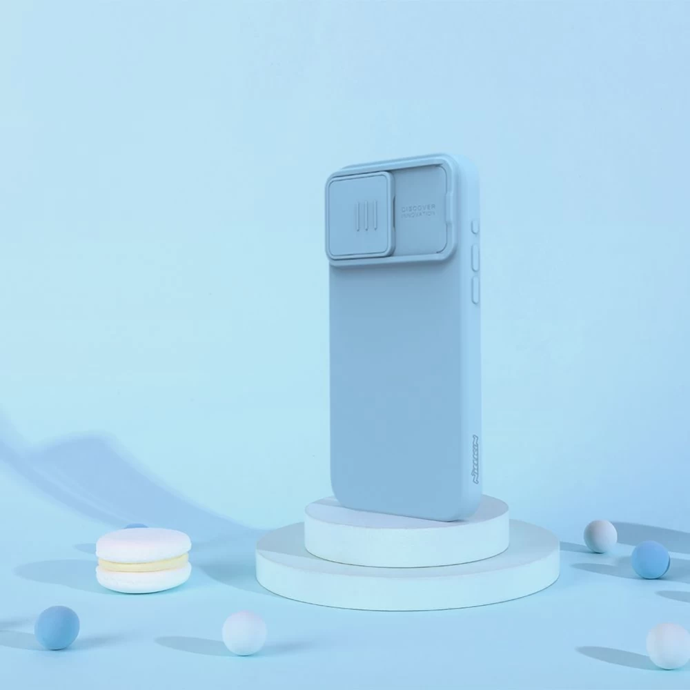 Apple iPhone 15 Pro skal blå NILLKIN CAMSHIELD SILKY SILICON