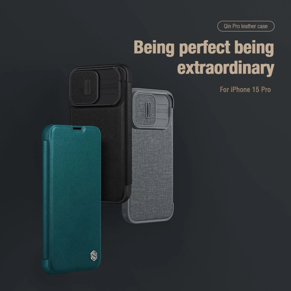 Apple iPhone 15 Pro fodral blå NILLKIN QIN PRO LEATHER (CLOTH VERSION)