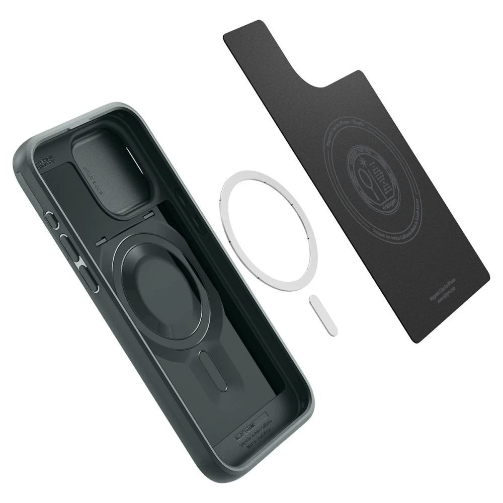 Apple iPhone 15 Pro case green SPIGEN OPTIK ARMOR MAG MAGSAFE