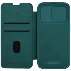 Apple iPhone 15 Pro case green NILLKIN QIN PRO LEATHER (PLAIN VERSION)
