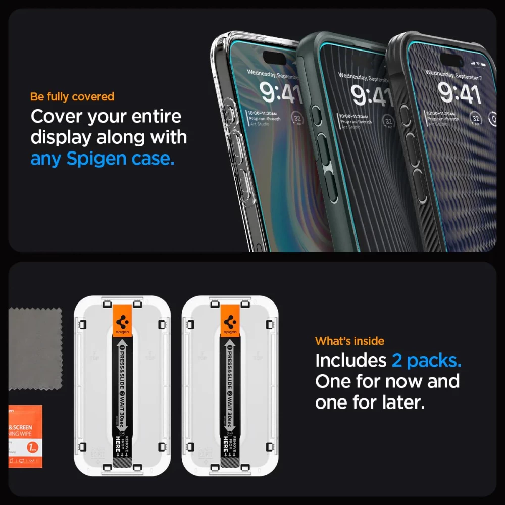 Apple iPhone 15 Pro Max skärmskydd  SPIGEN GLAS.TR ”EZ FIT” 2-PACK