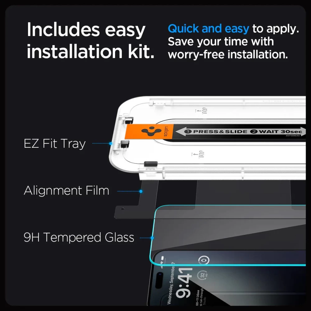 Apple iPhone 15 Pro Max skärmskydd  SPIGEN GLAS.TR ”EZ FIT” 2-PACK