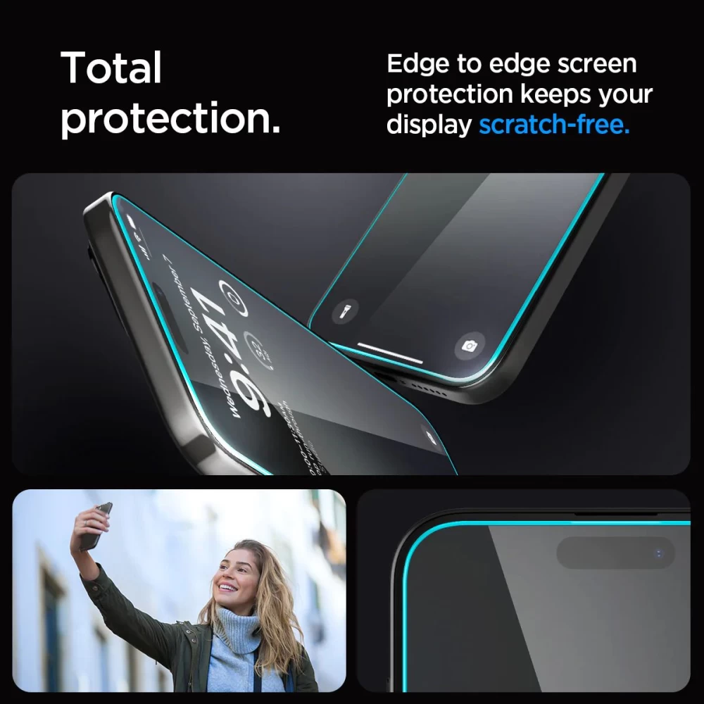 Apple iPhone 15 Pro Max skärmskydd  SPIGEN GLAS.TR ”EZ FIT” 2-PACK