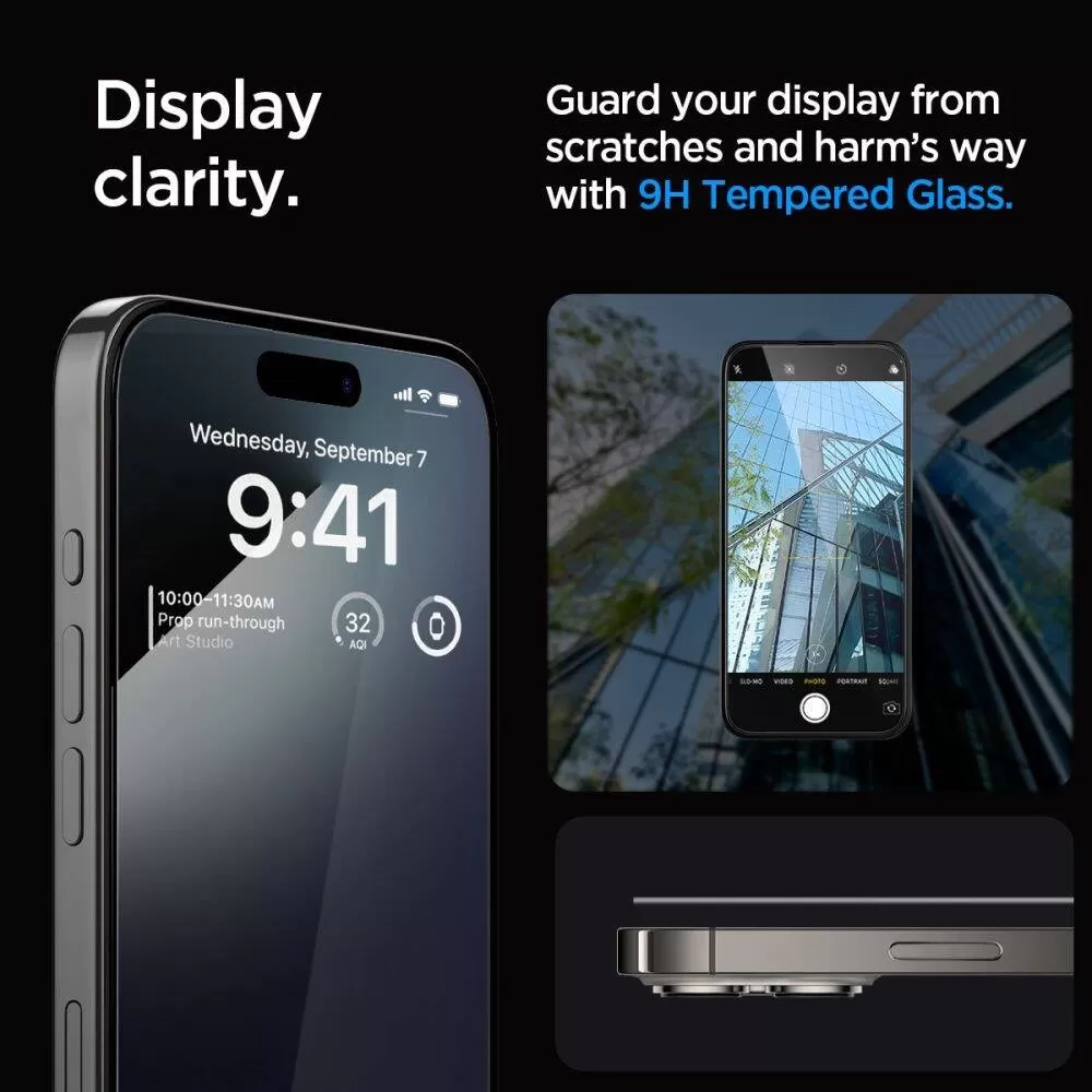 Apple iPhone 15 Pro Max skärmskydd  SPIGEN GLAS.TR ”EZ FIT” FC 2-PACK