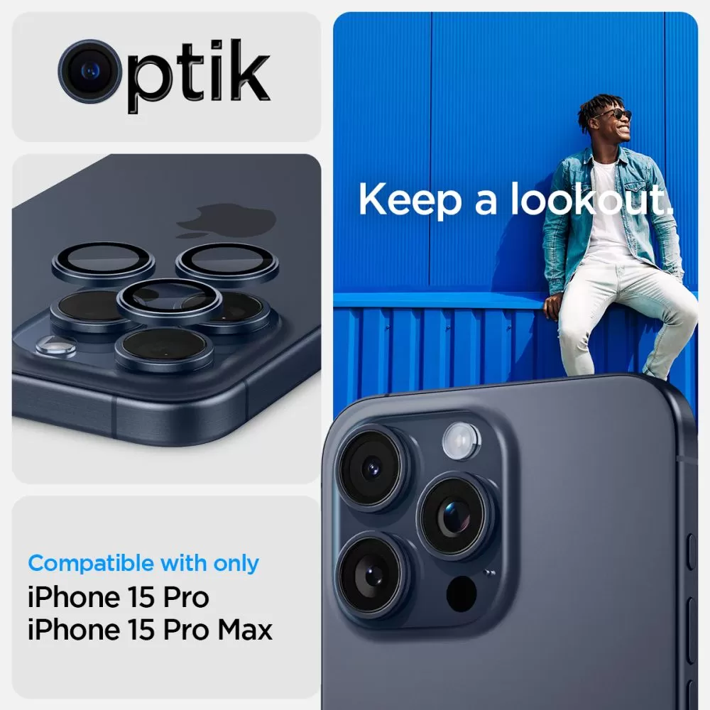 Apple iPhone 15 Pro Max aizsargstikls  SPIGEN OPTIK.TR ”EZ FIT” CAMERA PROTECTOR 2-PACK