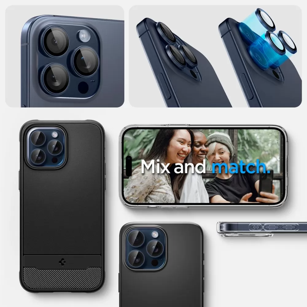 Apple iPhone 15 Pro Max aizsargstikls  SPIGEN OPTIK.TR ”EZ FIT” CAMERA PROTECTOR 2-PACK