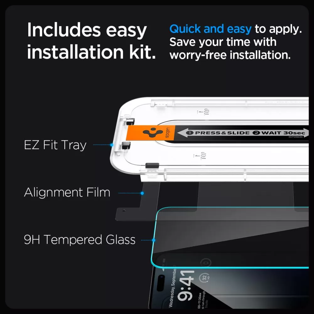 Apple iPhone 15 Pro Max skärmskydd  SPIGEN GLAS.TR ”EZ FIT” PRIVACY