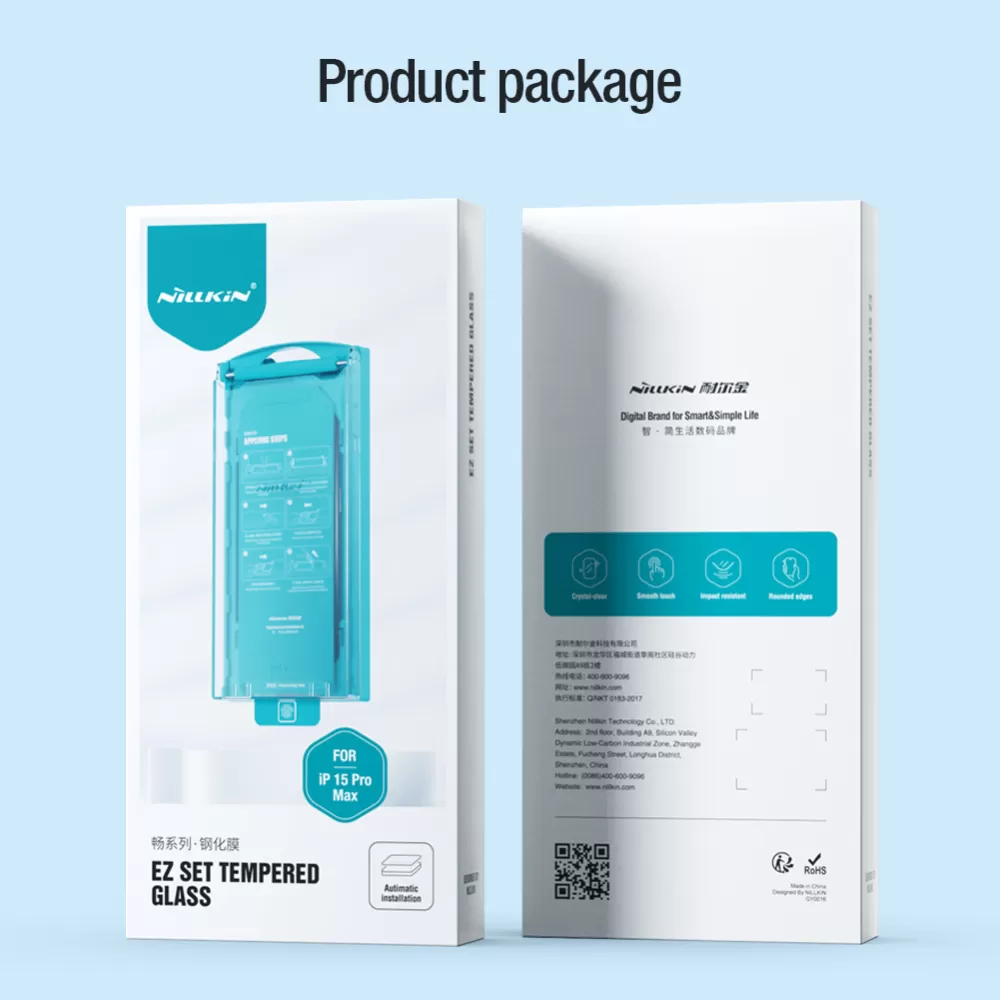 Apple iPhone 15 Pro Max skärmskydd svart NILLKIN EZ SET (3PCS)