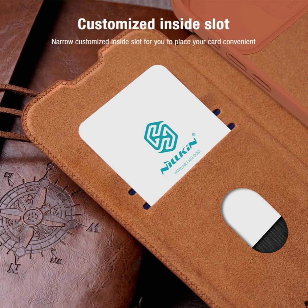Apple iPhone 15 Pro Max case brown NILLKIN QIN PRO LEATHER