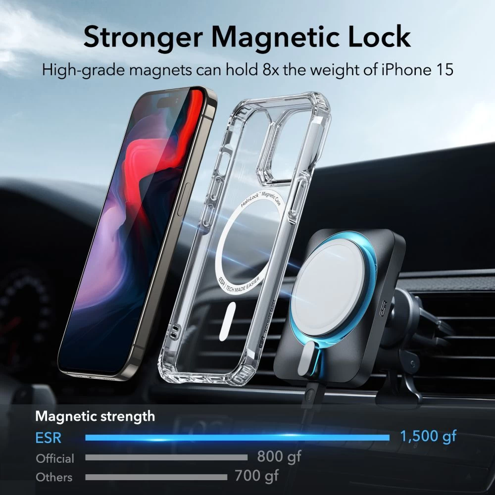 Apple iPhone 15 Pro Max case transparent ESR AIR ARMOR HALOLOCK MAGSAFE