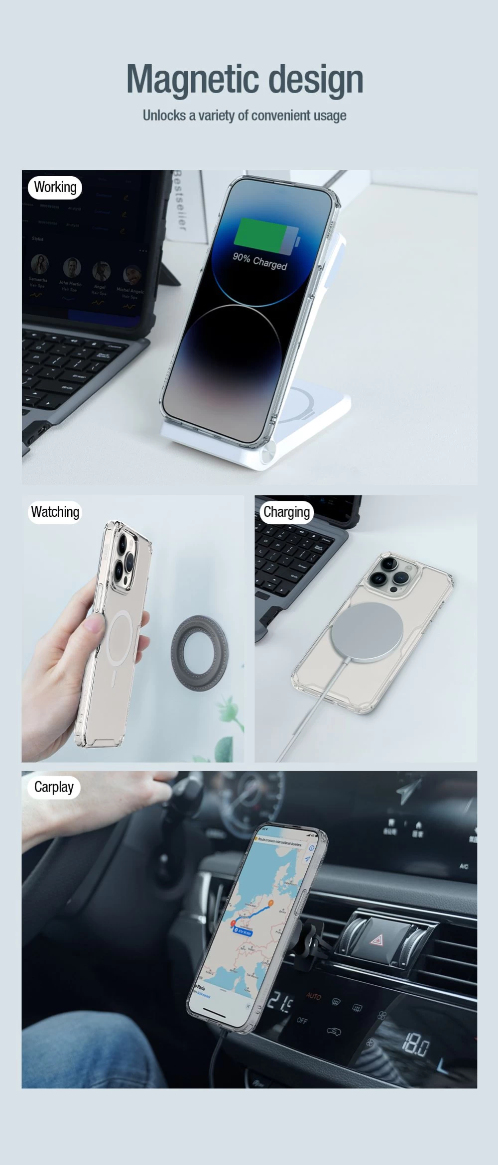 Apple iPhone 15 Pro Max case transparent NILLKIN TPU PRO MAGNETIC