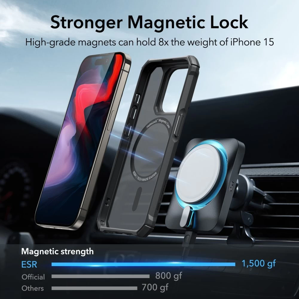 Apple iPhone 15 Pro Max case black ESR AIR ARMOR HALOLOCK MAGSAFE