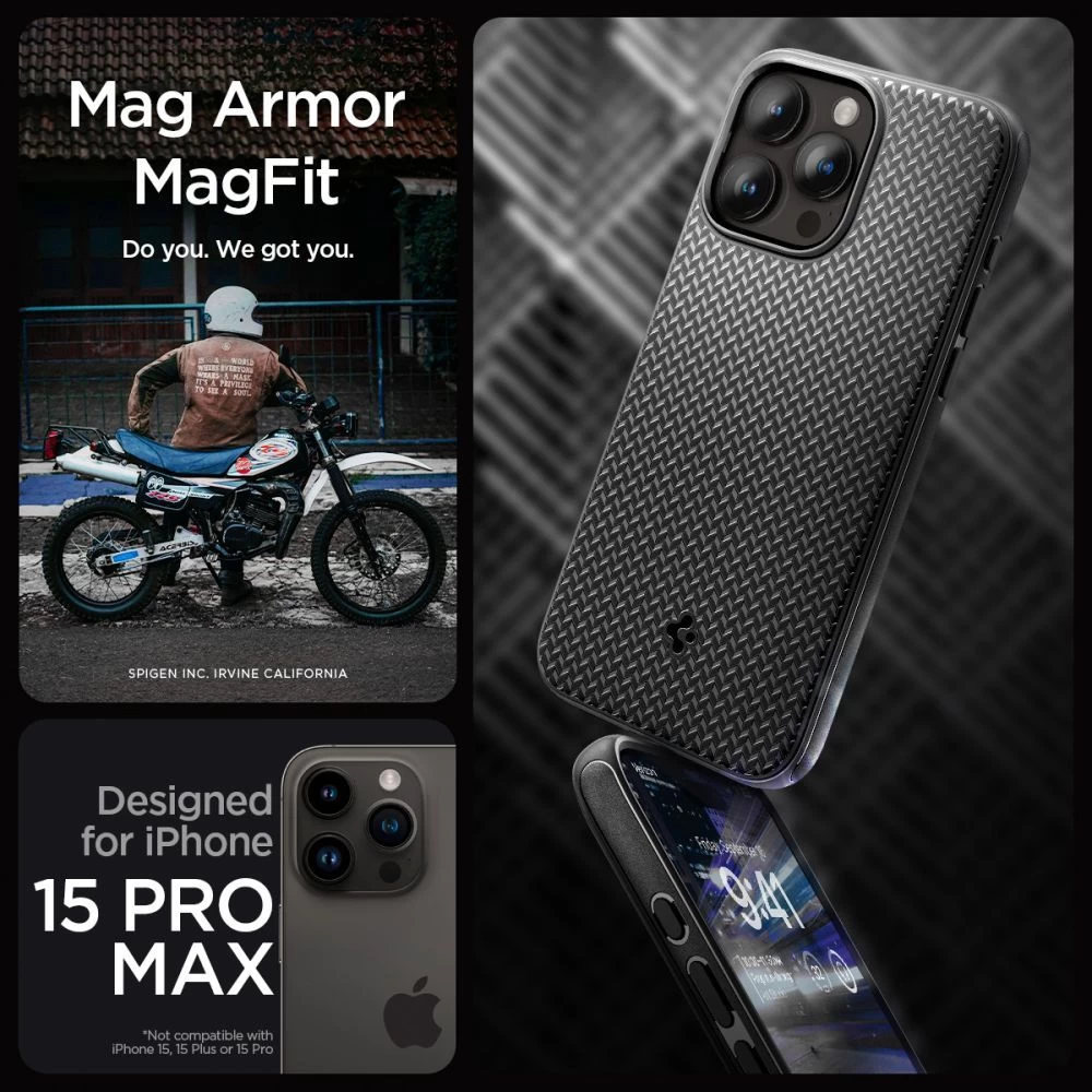 Apple iPhone 15 Pro Max case black SPIGEN MAG ARMOR MAGSAFE