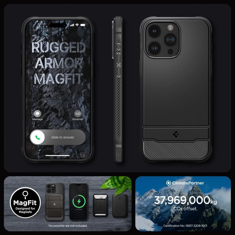 Apple iPhone 15 Pro Max case black SPIGEN RUGGED ARMOR MAG MAGSAFE