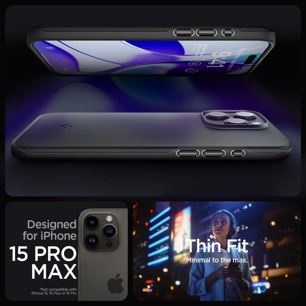 Apple iPhone 15 Pro Max case black SPIGEN THIN FIT