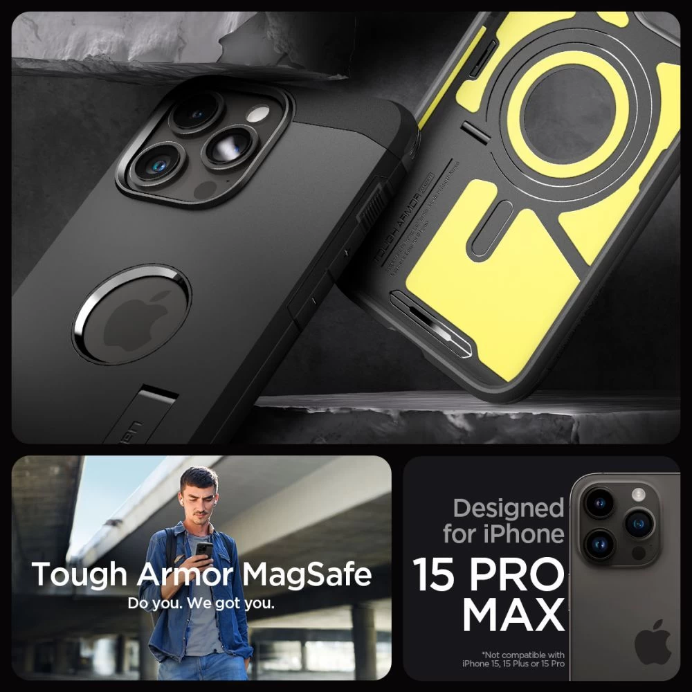 Apple iPhone 15 Pro Max case black SPIGEN TOUGH ARMOR MAG MAGSAFE