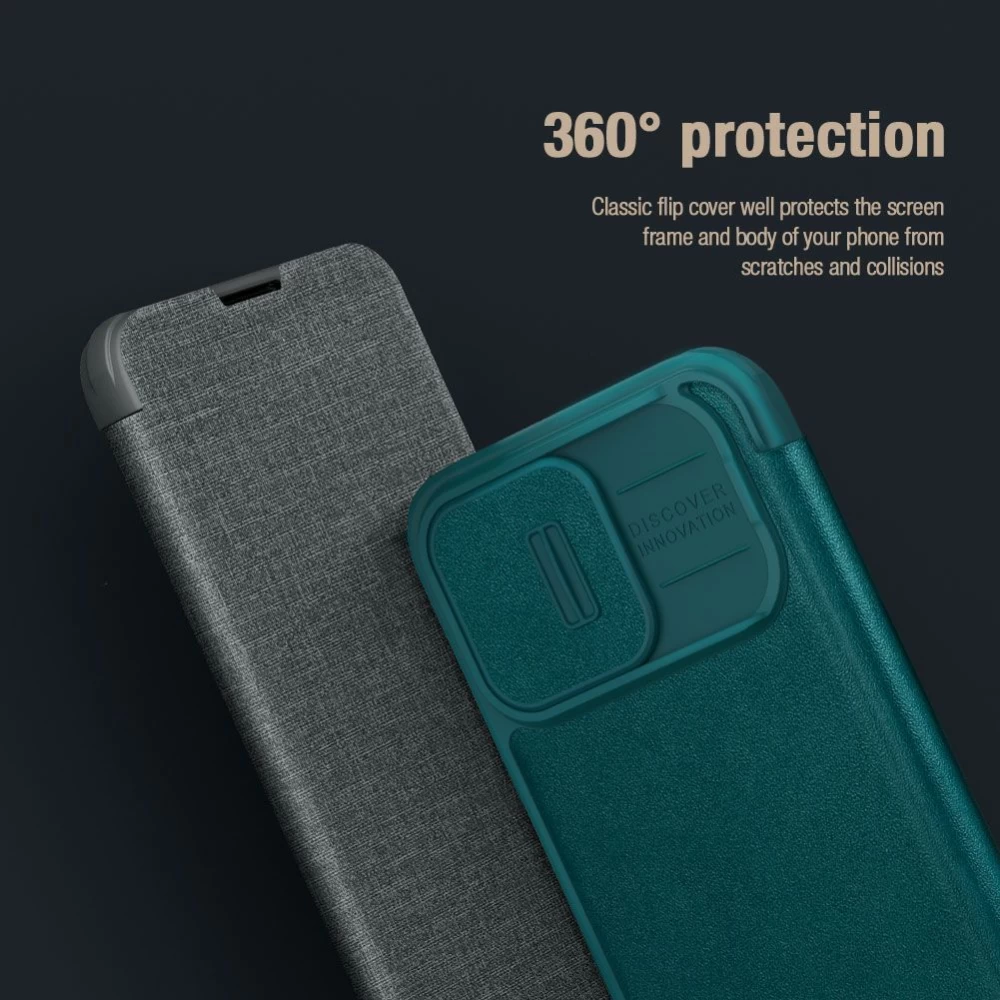 Apple iPhone 15 Pro Max case gray NILLKIN QIN PRO LEATHER (CLOTH VERSION)