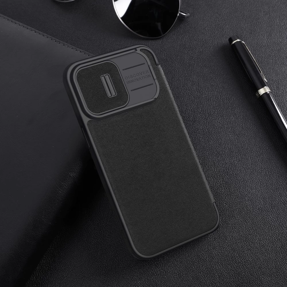 Apple iPhone 15 Pro Max case gray NILLKIN QIN PRO LEATHER (CLOTH VERSION)