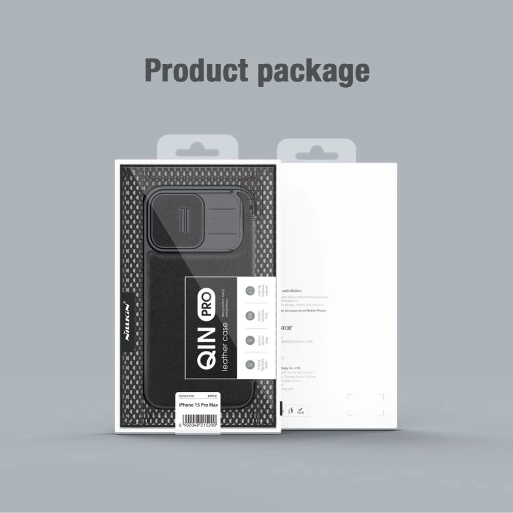 Apple iPhone 15 Pro Max case gray NILLKIN QIN PRO LEATHER (CLOTH VERSION)