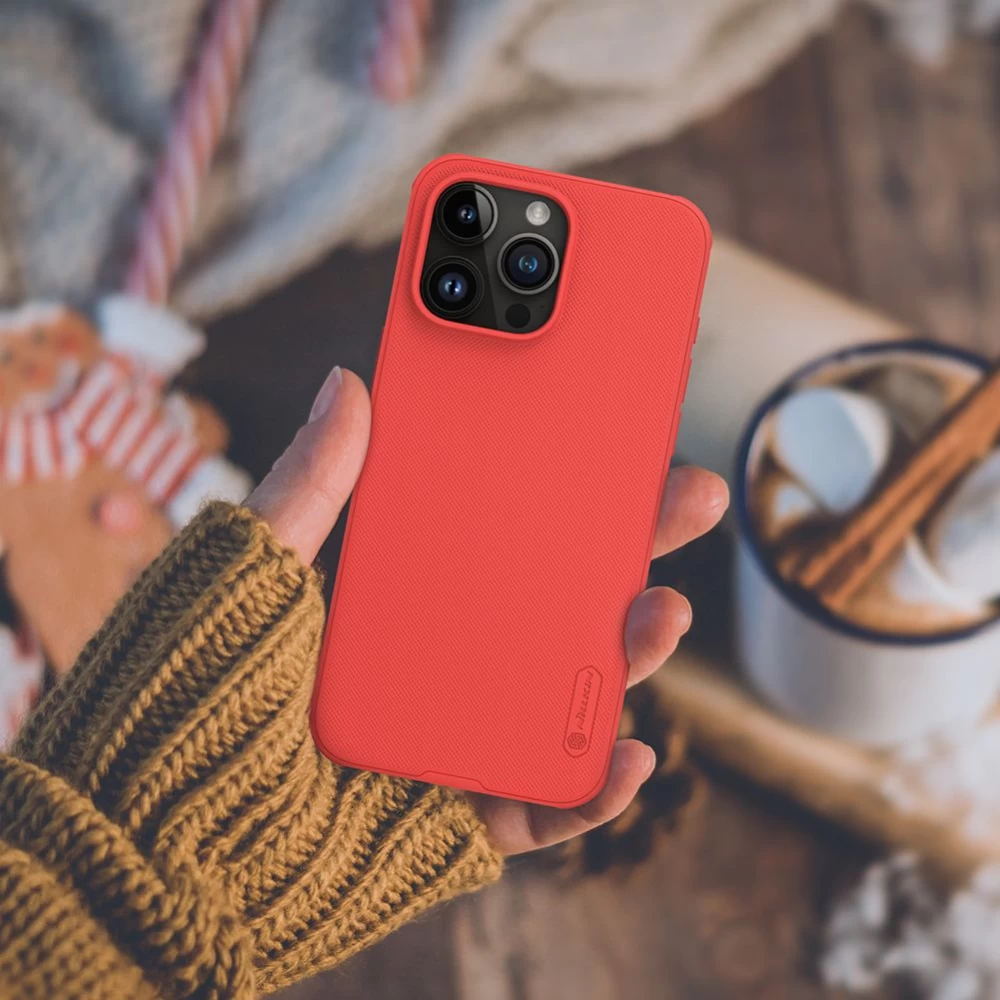 Apple iPhone 15 Pro Max case red NILLKIN SUPER FROSTED SHIELD PRO