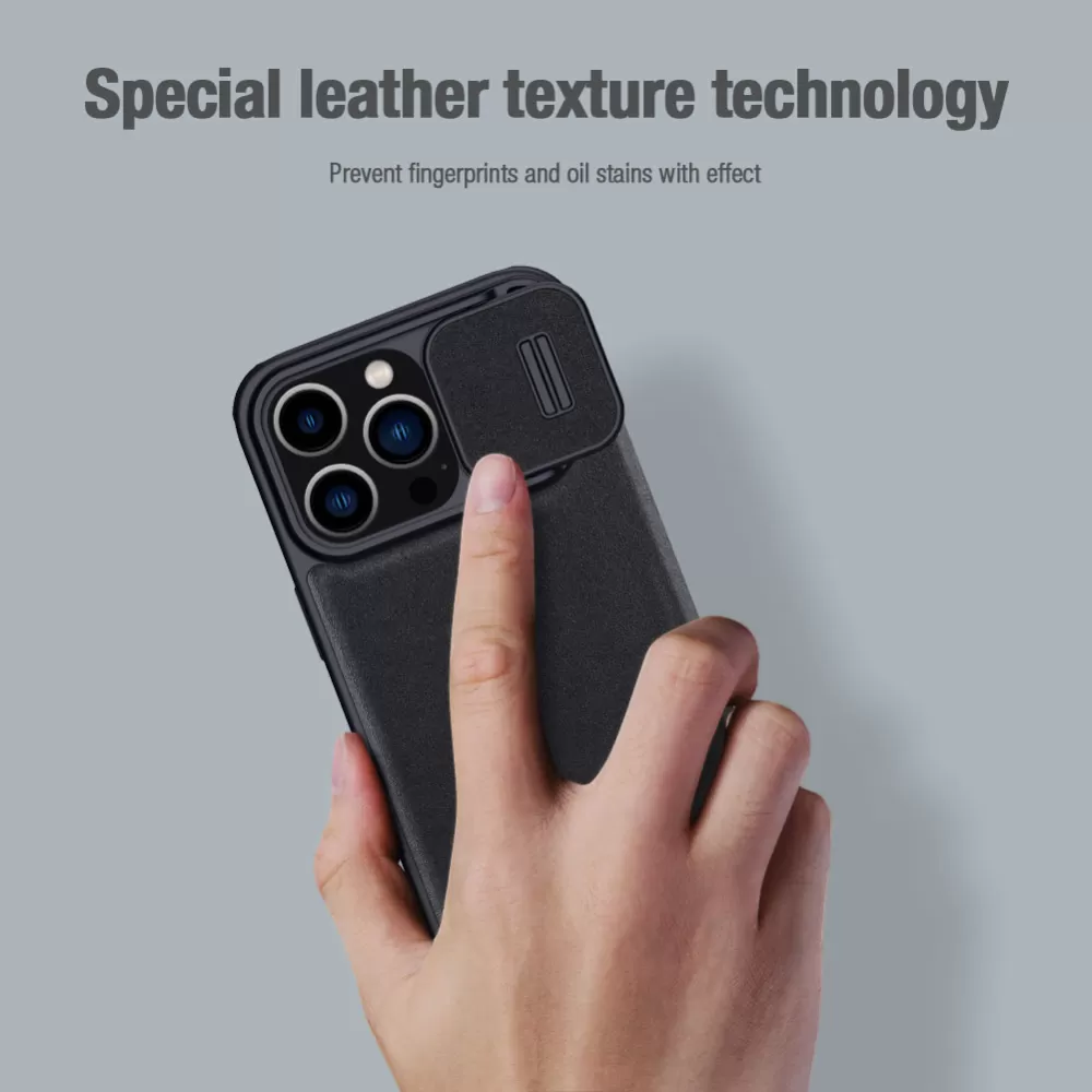 Apple iPhone 15 Pro Max case green NILLKIN QIN PRO LEATHER (PLAIN VERSION)