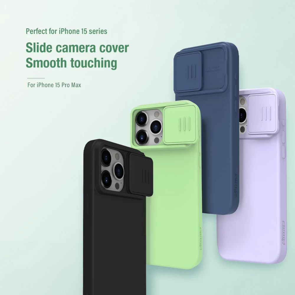 Apple iPhone 15 Pro Max case blue NILLKIN CAMSHIELD SILKY SILICON
