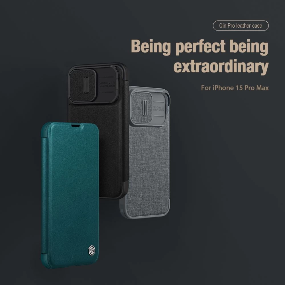 Apple iPhone 15 Pro Max case blue NILLKIN QIN PRO LEATHER (CLOTH VERSION)