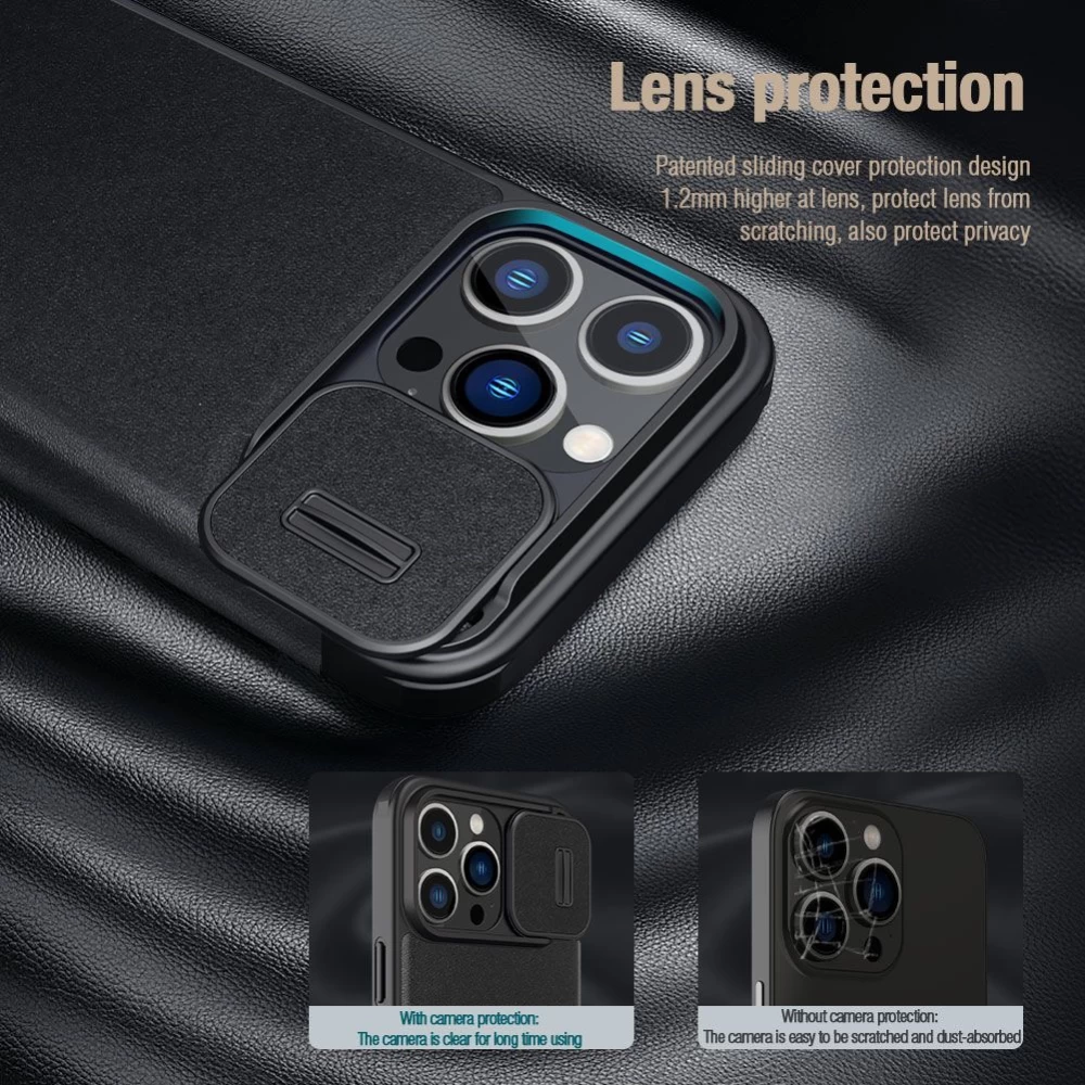 Apple iPhone 15 Pro Max case blue NILLKIN QIN PRO LEATHER (CLOTH VERSION)