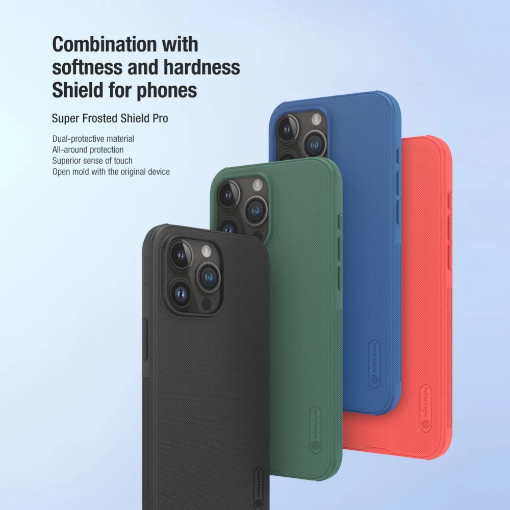 Apple iPhone 15 Pro Max case blue NILLKIN SUPER FROSTED SHIELD PRO