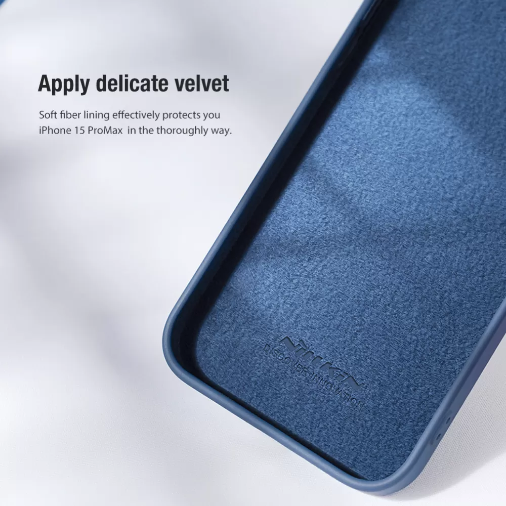 Apple iPhone 15 Pro Max case blue NILLKIN CAMSHIELD SILKY SILICONE