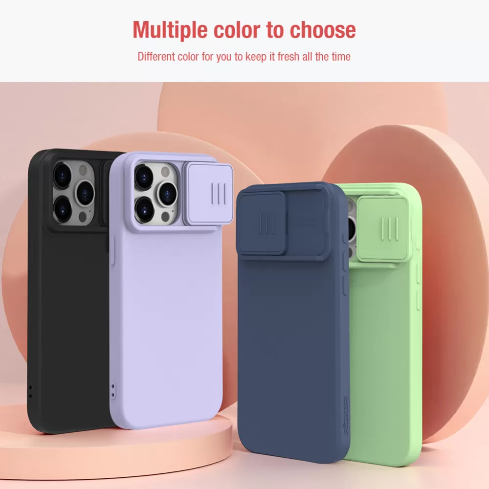 Apple iPhone 15 Pro Max case blue NILLKIN CAMSHIELD SILKY SILICONE