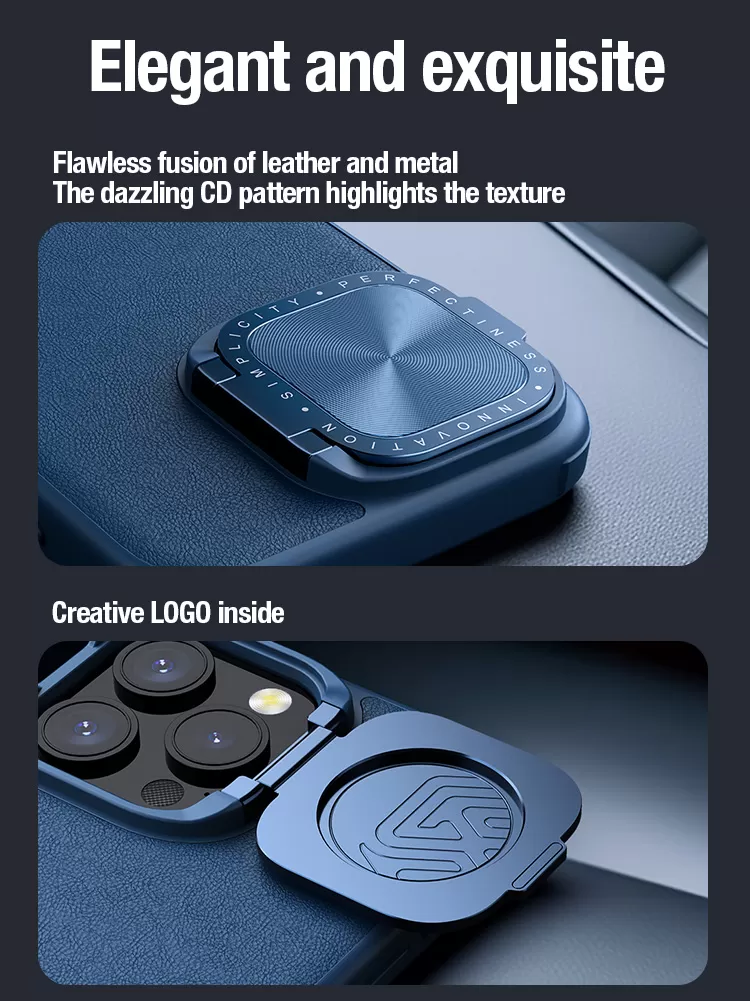 Apple iPhone 15 Pro Max skal blå NILLKIN CAMSHIELD PROP LEATHER