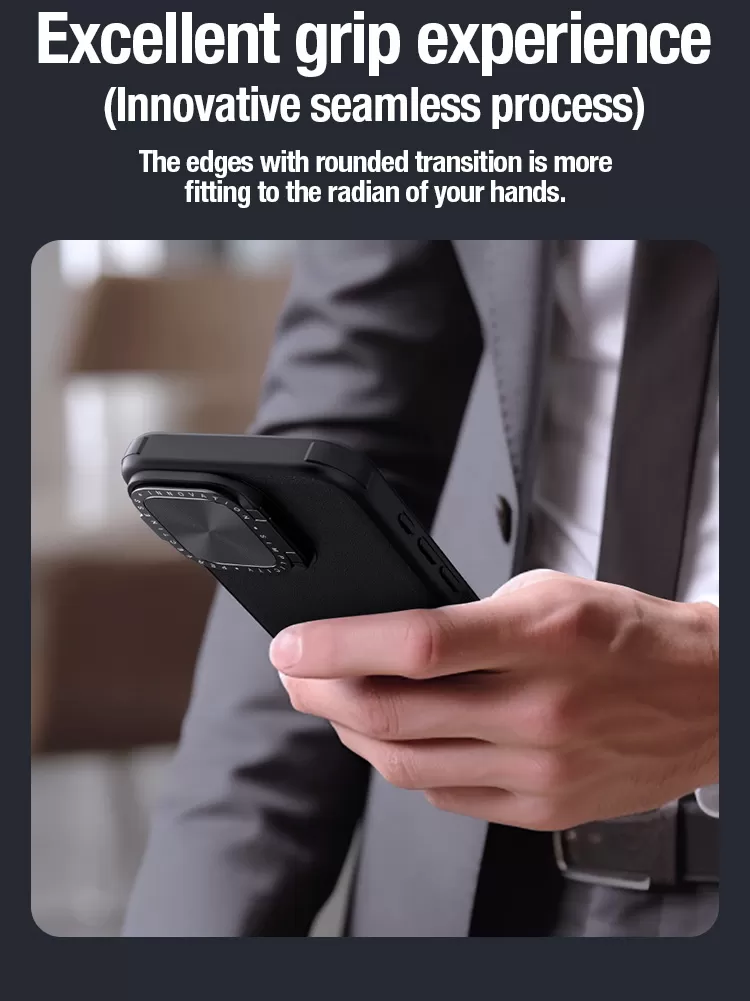 Apple iPhone 15 Pro Max skal blå NILLKIN CAMSHIELD PROP LEATHER