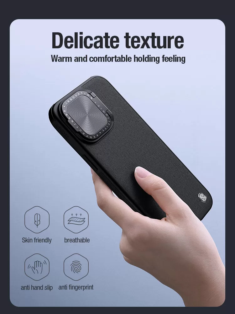 Apple iPhone 15 Pro Max skal blå NILLKIN CAMSHIELD PROP LEATHER MAGNETIC