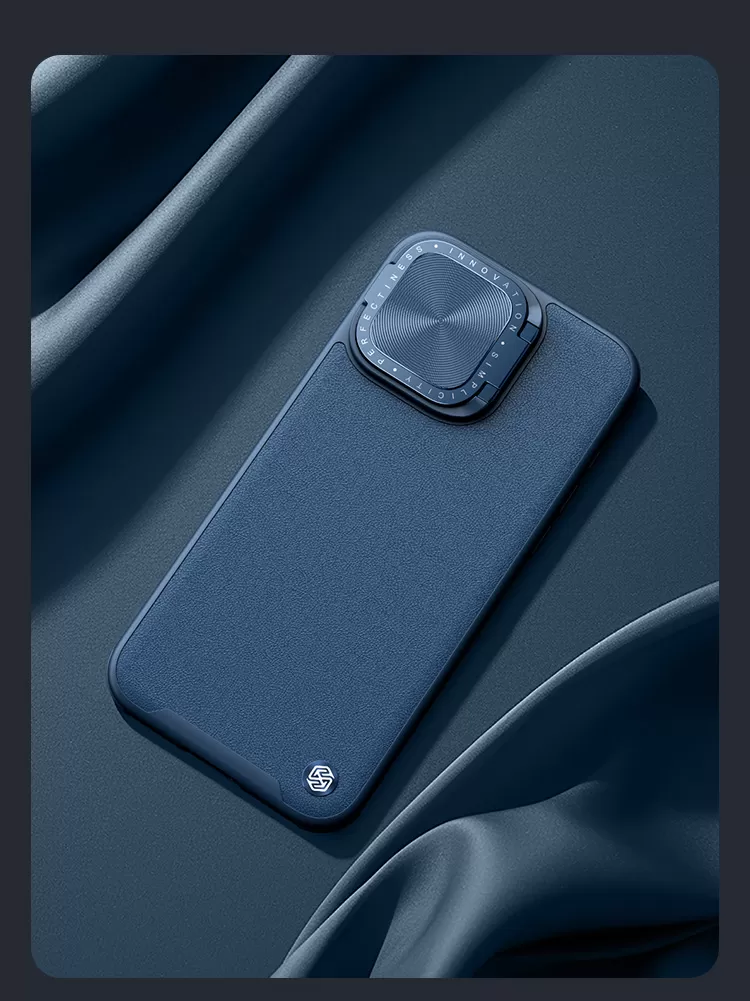 Apple iPhone 15 Pro Max skal blå NILLKIN CAMSHIELD PROP LEATHER MAGNETIC
