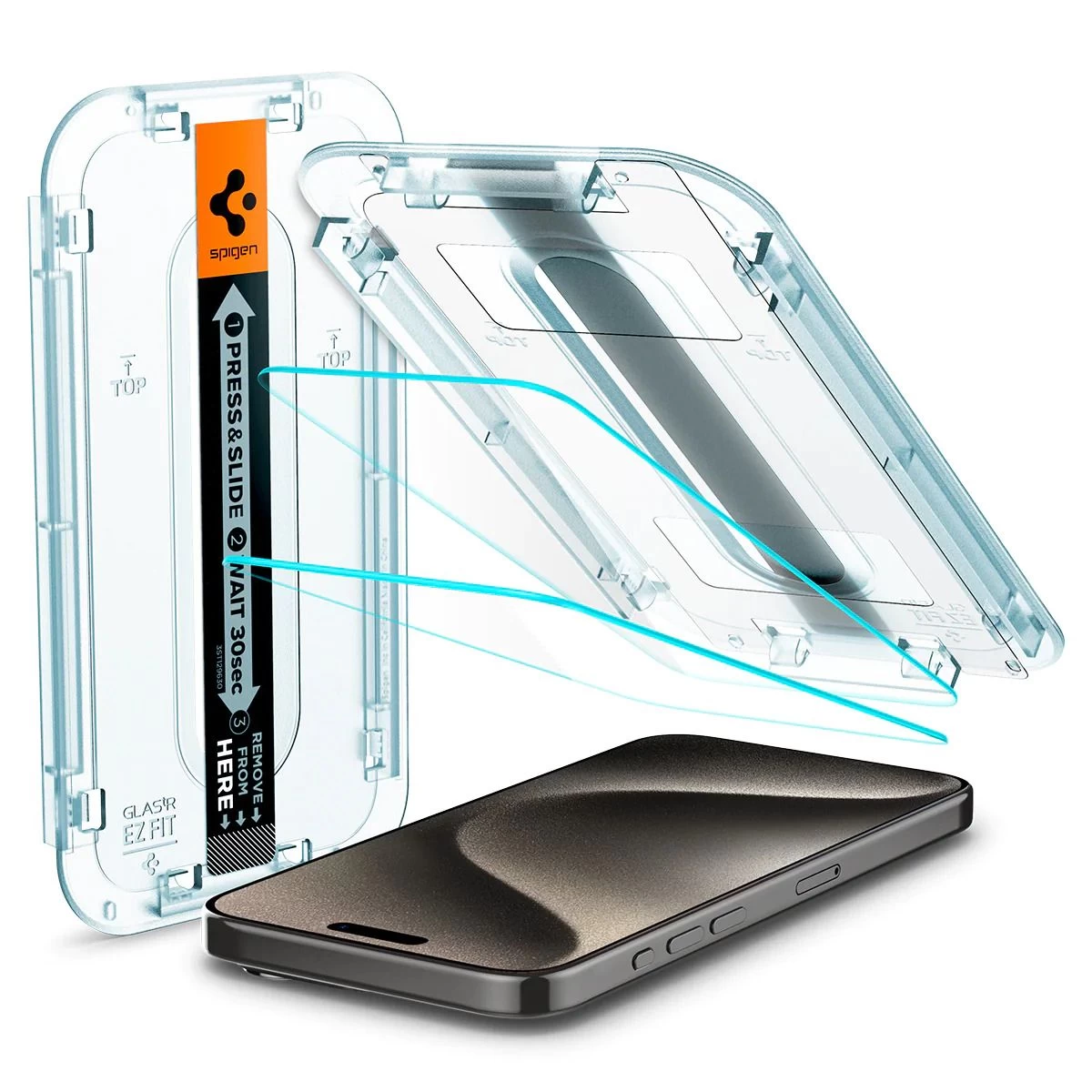 Apple iPhone 15 Pro Max skärmskydd SPIGEN GLAS.TR ”EZ FIT” 2-PACK