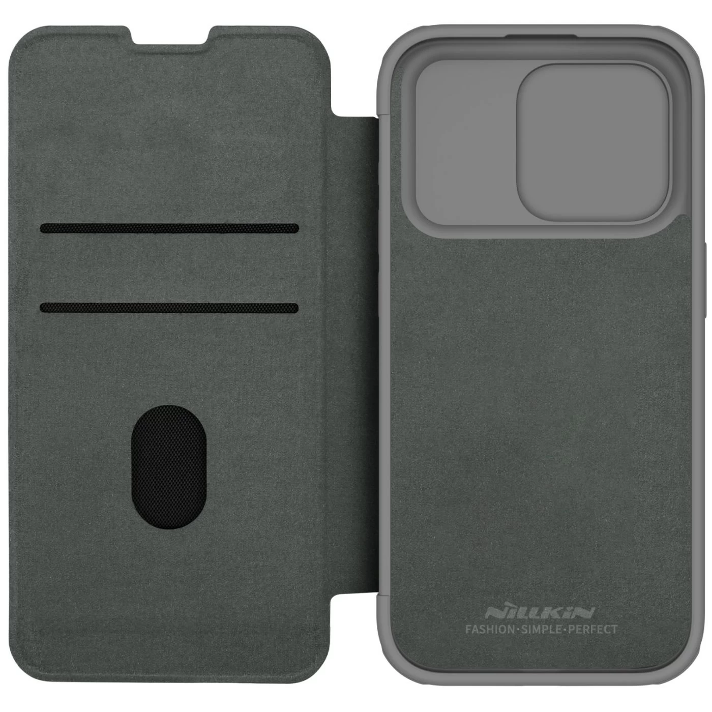 Apple iPhone 15 Pro Max case gray NILLKIN QIN PRO LEATHER (CLOTH VERSION)