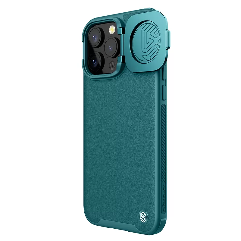 Apple iPhone 15 Pro Max skal grön NILLKIN CAMSHIELD PROP LEATHER MAGNETIC