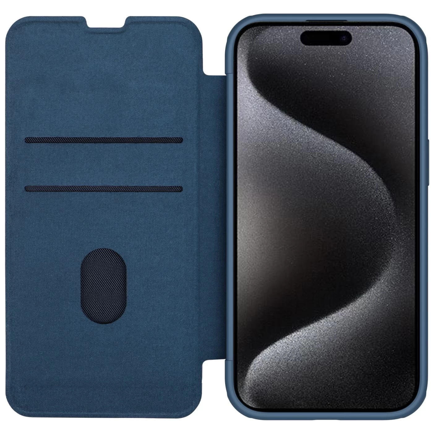 Apple iPhone 15 Pro Max case blue NILLKIN QIN PRO LEATHER (CLOTH VERSION)