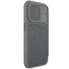 Apple iPhone 15 Pro Max case gray NILLKIN QIN PRO LEATHER (CLOTH VERSION)