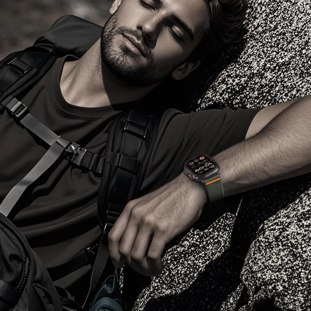 Apple Watch 9 ремень зеленый TECH-PROTECT NYLON SLIP (44/45/46/49 MM)