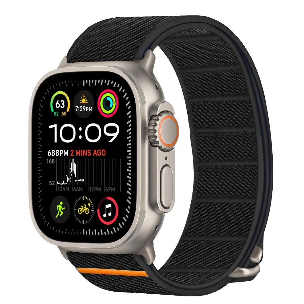 Apple Watch 9 ремень черный TECH-PROTECT NYLON SLIP (44/45/46/49 MM)
