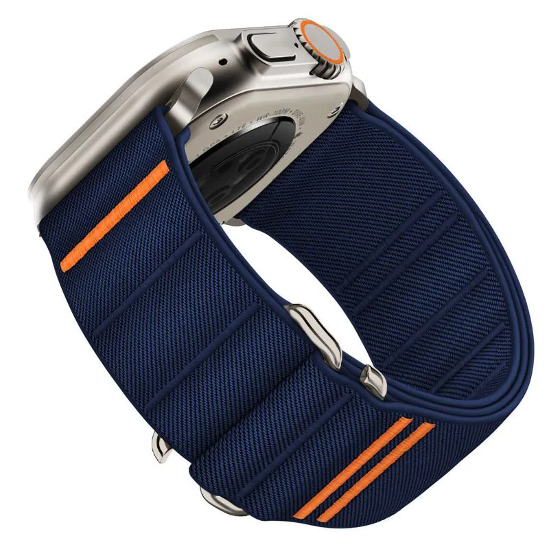 Apple Watch 9 ремень синий TECH-PROTECT NYLON SLIP (44/45/46/49 MM)