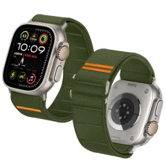 Apple Watch 9 ремень зеленый TECH-PROTECT NYLON SLIP (44/45/46/49 MM)