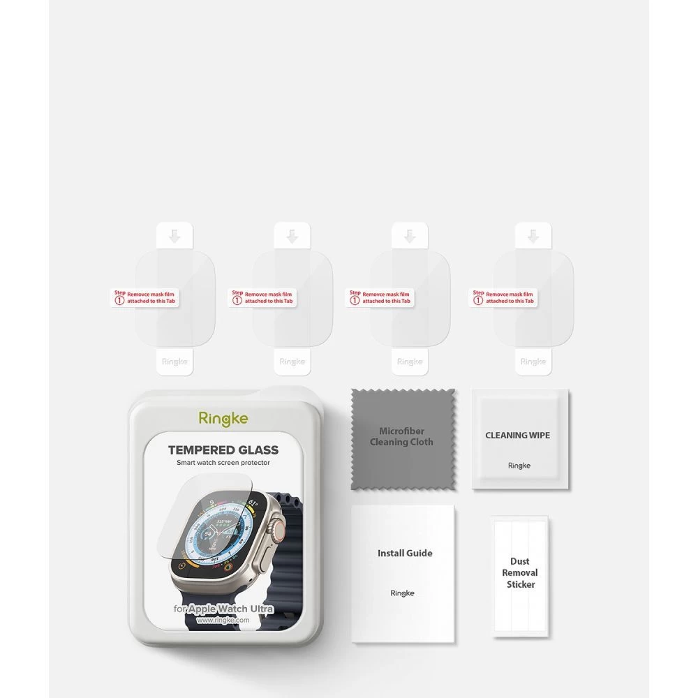 Apple Watch Ultra 2 / 3 viedpulksteņa aizsargstikls  RINGKE ID FC (49mm) (4-pack)